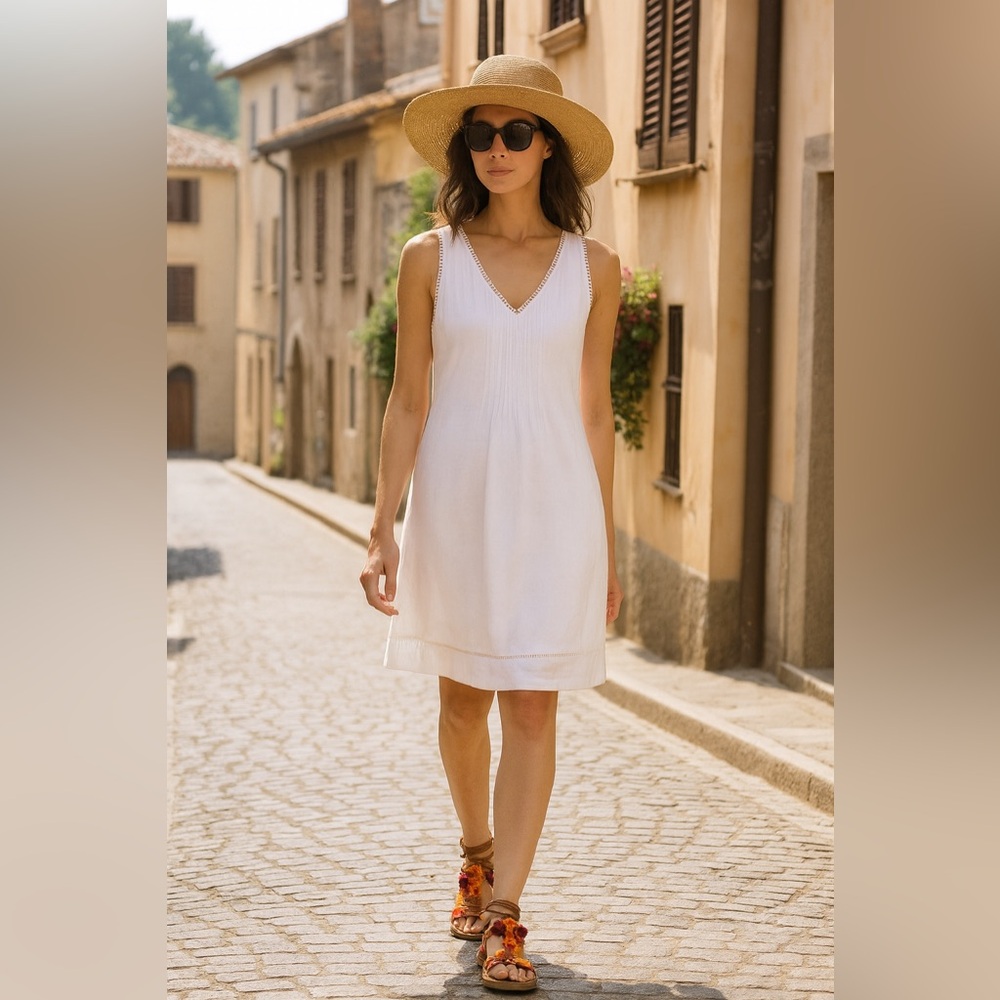 Boden Valencia White Sleeveless Beach Dress